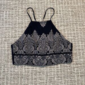 Navy Blue Paisley Women's Crop Top